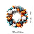 thumbnail image 3 of Halloween Wreath 8X8 Inch Mixed Pumpkin Design for Front Door Seasonal Decor, 3 of 9