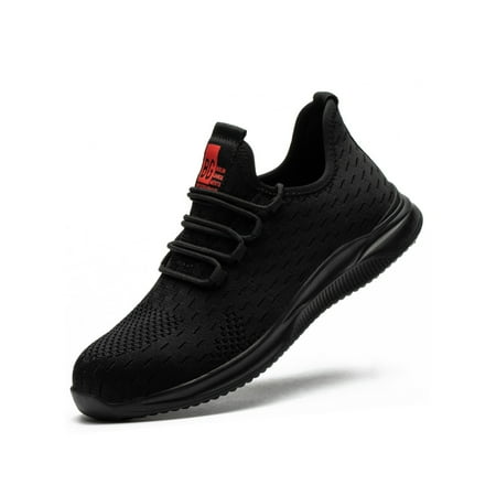 

UKAP Mens Slip Resistant Sneakers Working Comfort Safety Boot Steel Toe Black 10