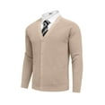 thumbnail image 4 of COOFANDY Mens Button Down Cardigan Sweater Solid Basic Casual Slim Fit Ribbed V Neck Sweater with Pockets, 4 of 5