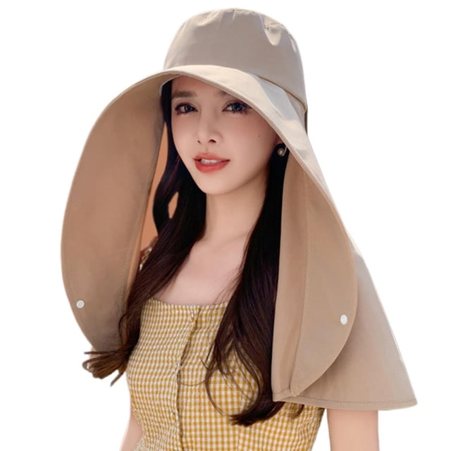 /All Round Sun Protection Hat Womens Large Brim Shawl Neck Protection Hat