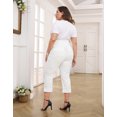 thumbnail image 6 of HDE Women's Plus Size Pull On Capris with Pockets Cropped Pants White 2X, 6 of 6