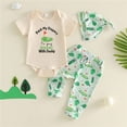 thumbnail image 2 of Wxirdiow Summer Outfits for Baby Boys Baby Boy Clothes Short Sleeve Romper Duck Print T-Shirt Pants Hat 3Pcs Set Jesus Clothes Light Green Size,12-18 Months, 2 of 9