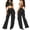 Black, variant on OSOLU Solid Color Women Mesh Ruffle Trim Cover Up Pants Beach Cover Up Wrap Bikini Shiny Wraps Cover Ups For Swimwear Pants Trousers Everyday Comfort Versatile Bottoms