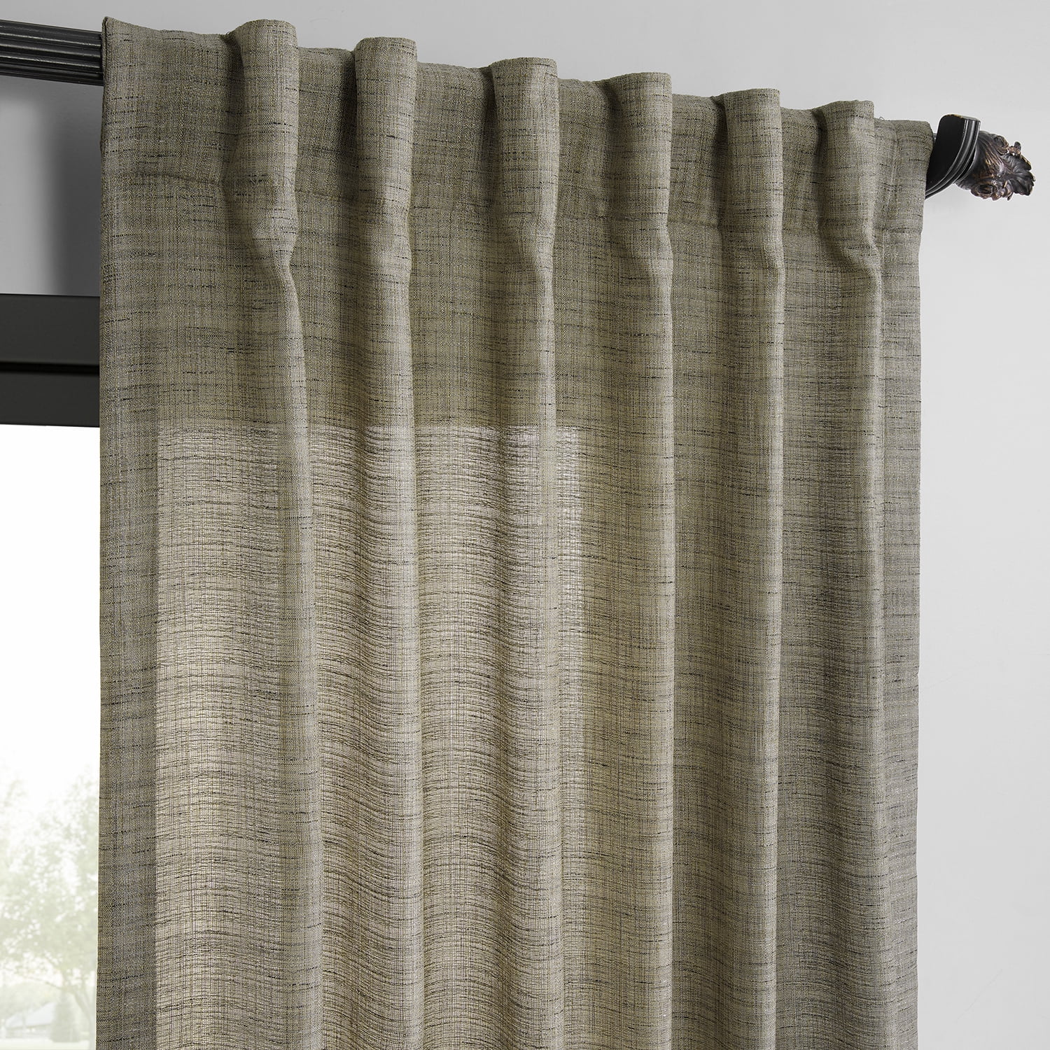 Half Price Drapes Grey Raw Linen Weave Light Filtering Curtains for Bedroom (2 Panel), 50W X 84L