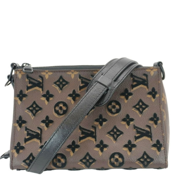 Pre-Owned LOUIS VUITTON Triangle Monogram Tuffetage Messenger Bag Brown