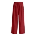 thumbnail image 3 of 2026 New Girls Linen Pants Wide Leg School Uniform Pants Cozy Elastic Waist Summer Casual Beach Lounge Trousers with Pockets, 3 of 4