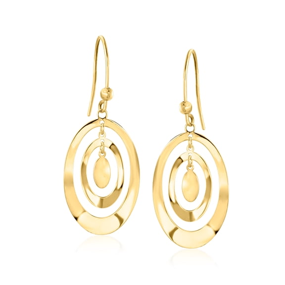 Ross-Simons Italian 10kt Yellow Gold Curvy Concentric Oval Drop Earrings, Women's, Adult
