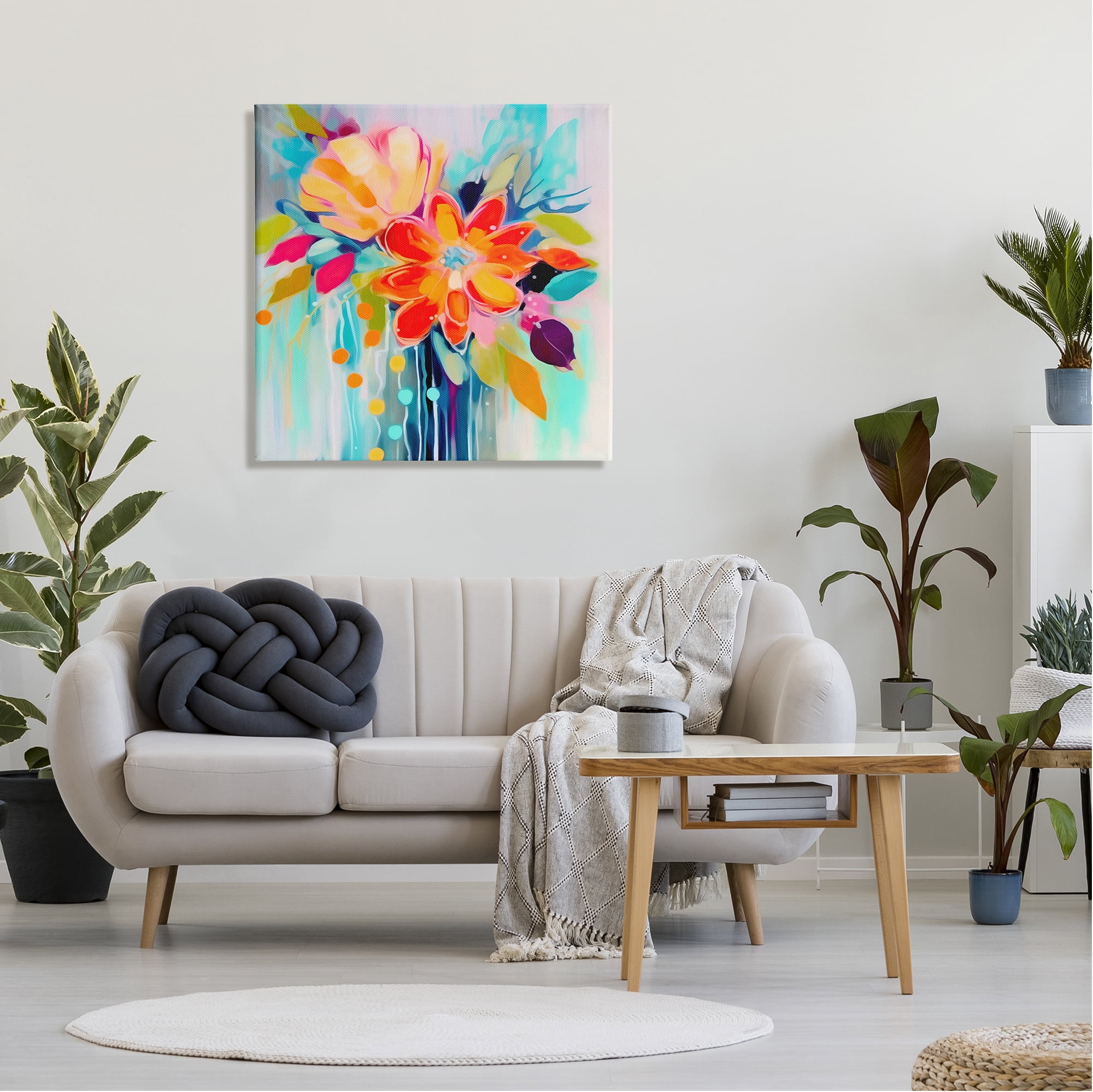 Stupell Industries Vivid Modern Flowers Botanical & Floral Painting Gallery Wrapped Canvas Art Print Wall Art, 30 x 30