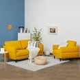thumbnail image 3 of Gymax 2 Pieces Living Room Sofa Set Modern Fabric Sofa Couch & Accent Chair Set Yellow, 3 of 10
