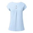 thumbnail image 5 of RMGVDSD Womens Tops Summer Sweater Women's Blouse Solid Color Button Fashion Short Sleeve Shirts Ladies Casual Knit Sweater /Blue, 5 of 5
