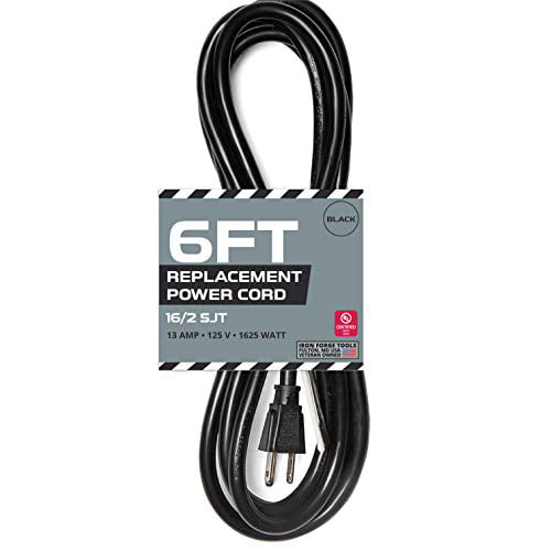 2 Wire 16/2 SJT Details about   16 AWG Replacement Power Cord 6 Ft Black Extension Cable 