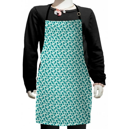 

Abstract Kids Apron Minimalistic Dots Arrangement Contemporary Art Look Calm Ornamental Tile Pattern Boys Girls Apron Bib with Adjustable Ties for Cooking Baking Painting Dark Seafoam by Ambesonne