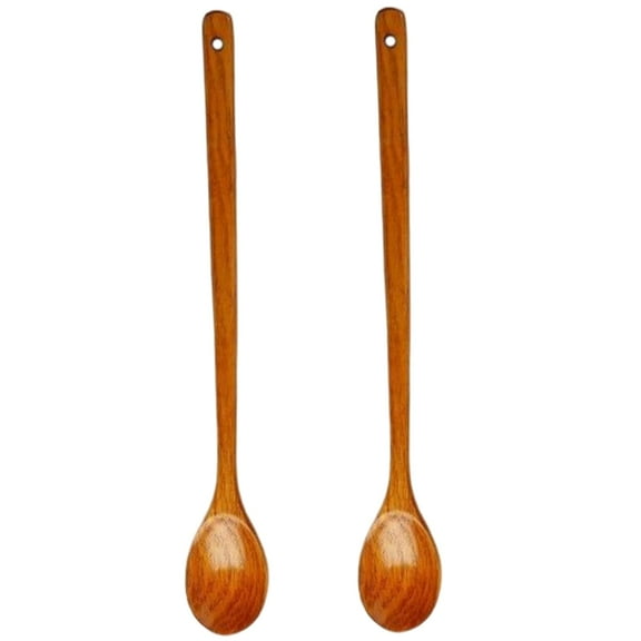 2PCS Long Wooden Spoon, 20 Inch Heat-Resistant Wooden Cooking Spoons with Smooth Anti-Scalding Handle