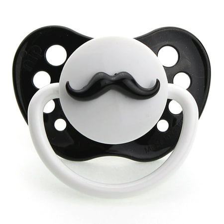 Mini Pacifier - Mini Black Handlebar Mustache on Black Pacifier