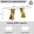 thumbnail image 6 of 5-Piece 70" Glass Dining Table Set for 4, Tempered Glass Top with Flash-Shaped Irregular Mirror Stainless Steel Base, 4 Button-Tufted Velvet Chairs with Stainless Steel Legs, 6 of 7