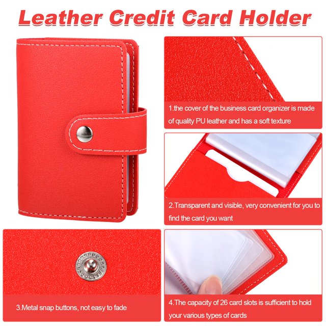 Matsuzay Cartera con tarjetero elegante, artesanía fina, para sujetar tarjetas y dinero, bolsa para tarjetas, amplia aplicación Almacenamiento y organización del hogar Rojo