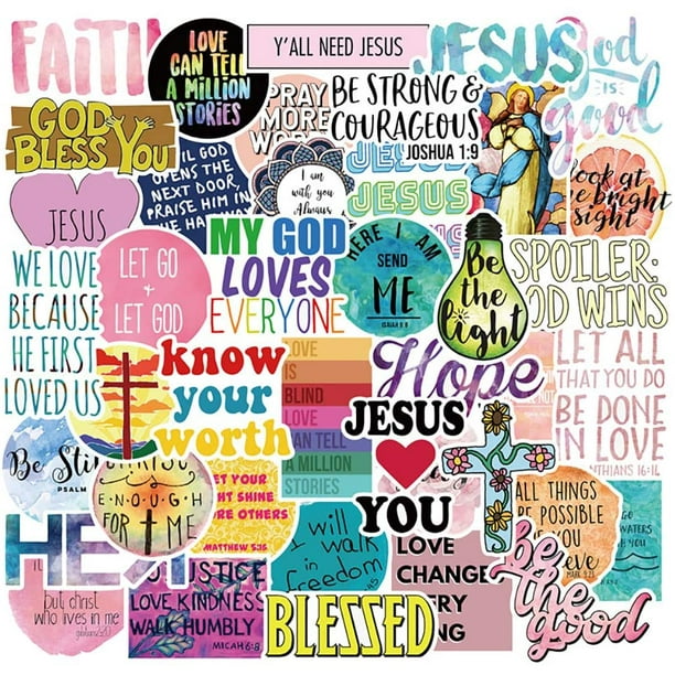 Hatiny Jesus God Bless You Sticker Pack Of 50 Christian Stickers Faith Wisdom Words Stickers For Laptops Hydro Flasks Water Bottles Luggage Walmart Com Walmart Com