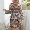 thumbnail image 6 of Southwest Native Aztec Night Robe Long Sleeve V Neck Robe With Belt Women's Sleepwear Dresses, 6 of 9