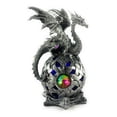 thumbnail image 4 of Ain’t It Nice Dragon Statue On Light Up LED Orb Cycling Through Many Vibrant Colors Collectible Dragon Figurine Fantasy Décor, Silver 4(L) X 4(W) X 8(H) inches (Batteries Included), 4 of 5