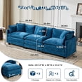 thumbnail image 2 of SoarFlash 107.4" Chenille Sectional Sofa, Comfy Modular Loveseat Sofa, Modern 3-Seat Couch Deep Seat Sofa Set for Living Room,Blue, 2 of 15