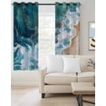 thumbnail image 4 of Teal Blue Blackout Curtains for Bedroom Living Room, Gradient Sea Wave Abstract Ocean Beach Scenery 54 In Long Thermal Insulated Room Darkening Drapes Grommet Window Treatments, 52 x 54 In, 4 of 9