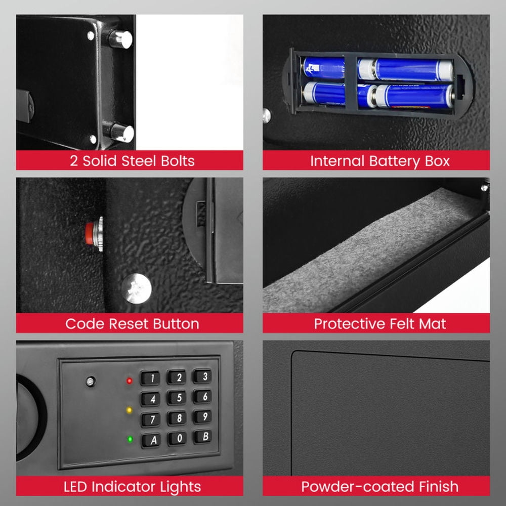 Resenkos Digital Flat Recessed Wall Safe Security Lock Gun Cash Box-Black