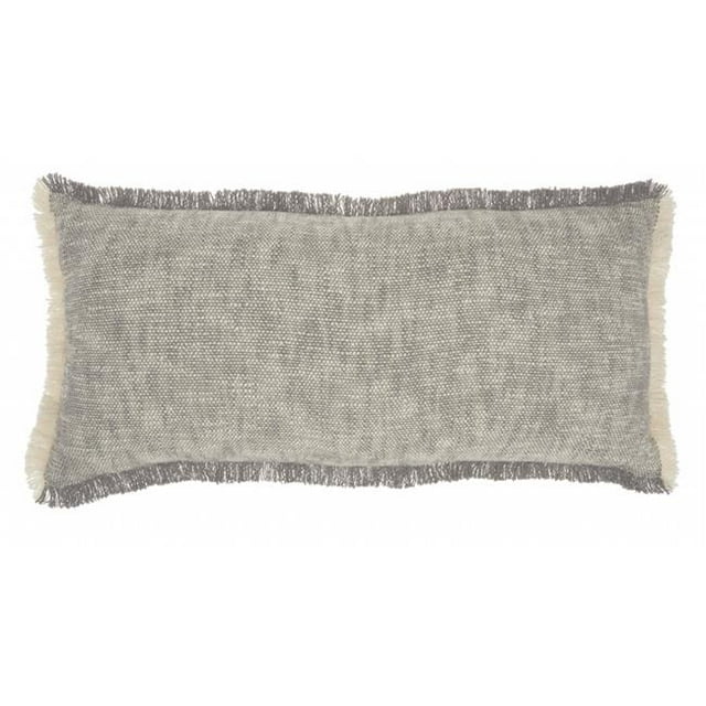 HomeRoots 386322 Gray & White Woven Heathered Lumbar Throw Pillow