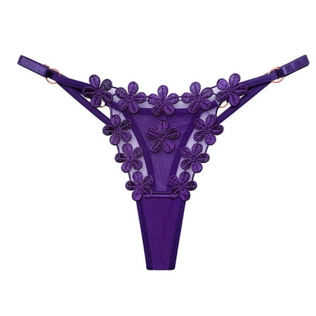 

ALSLIAO Womans Ladies Erotic Lace Sexy Adjustable Strap Thong G-String Knickers Panties Purple