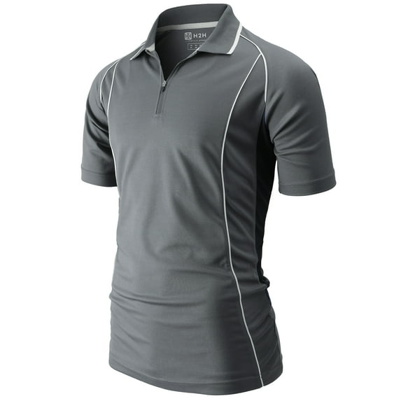 H2H Mens Cool Dry Compression Short Sleeve Polo T-Shirts GRAY US S/ASIA M (CMTTS278)