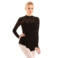 thumbnail image 4 of Rswnyirn Women's Floral Lace Figure Skating Dress Long Sleeve Gymnastics Ballet Leotard Dance Dress Black M, 4 of 7