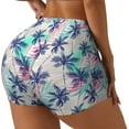 thumbnail image 2 of Kdxio Palm Leaves Print Workout Shorts for Women Seamless Soft Smooth Gym Yoga Scrunch Active Shorts, 2 of 9