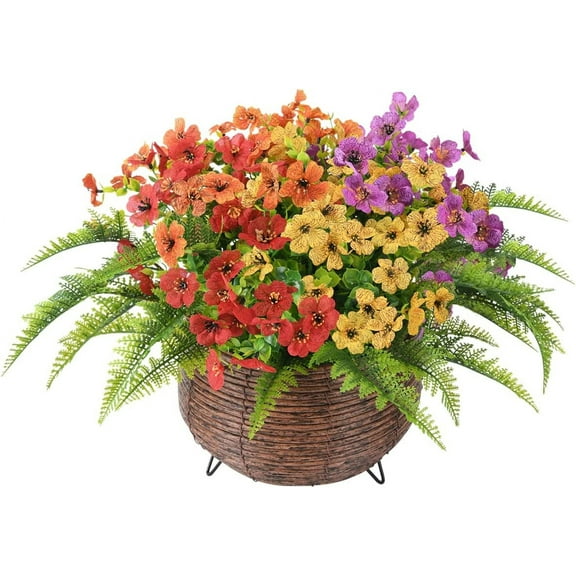 Artificial Daisy for Home Office Table Garden Decor, Daisy in with Hand-Woven Basket, Artificial Daisy Flower Arrangement, Fake Daisy in Baskets (Multicolor)
