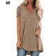thumbnail image 1 of Camiseta casual con cuello en V superior para mujer, paño de verano suelto de lino de algodón, caqui, M Scienceny AP001830-26, 1 of 7