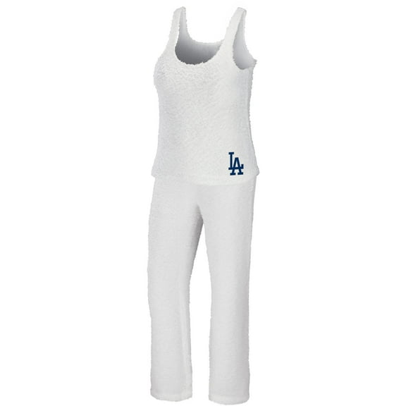 Women's WEAR by Erin Andrews Cream Los Angeles Dodgers Plus Size Cozy Scoop Neck Tank Top & Pants Set