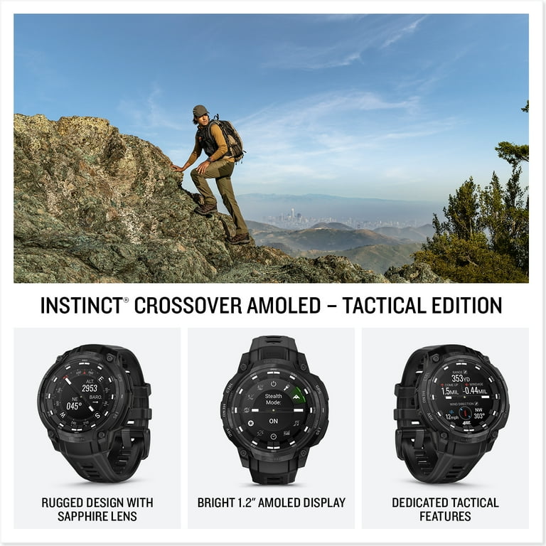 Garmin Instinct Crossover AMOLED - Tactical Edition, Rugged Hybrid