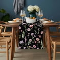 thumbnail image 2 of Pink Spring Floral Table Runner - 108 Inch Long, Kitchen Dining Table Runner Dresser Scarves, Flowers Botanical Elegant Pastoral Black Farmhouse Decor for Coffee Tables Wedding Party Banquet, 2 of 8