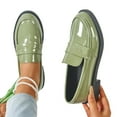 thumbnail image 2 of Women's Spring New Mary Loafers - Thick Sole Preppy British - Leather Shoes Green, 2 of 5