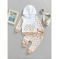 thumbnail image 2 of Bagilaanoe 2Pcs Toddler Baby Girl Boy Long Pants Set Plaid Long Sleeve Hoodie Pullover Tops+ Trousers 6M 12M 18M 24M 3T 4T Fall Casual Sweatsuit, 2 of 8