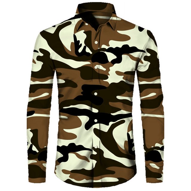 Camisa estampada para hombre, camisa deportiva para exteriores de manga larga, transpirable, holgada, ropa para hombre, top informal de otoño para hombre