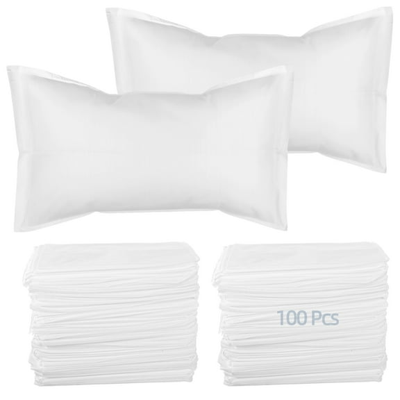 100PCS Disposable Pillow Cases, White Non-Woven Pillow Covers, Soft Breathable Full Enclosure, Fits Most Pillows, Single Use for Spa Salons, Hotels, Hospitals, Travel, 21.2×33.1"