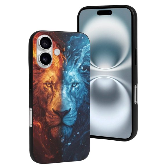 Compatible with Iphone 16 Case - Cute Soft Red And Blue Fire Lion Silicone Case Compatible with Iphone 16 Phone Case for Women Men