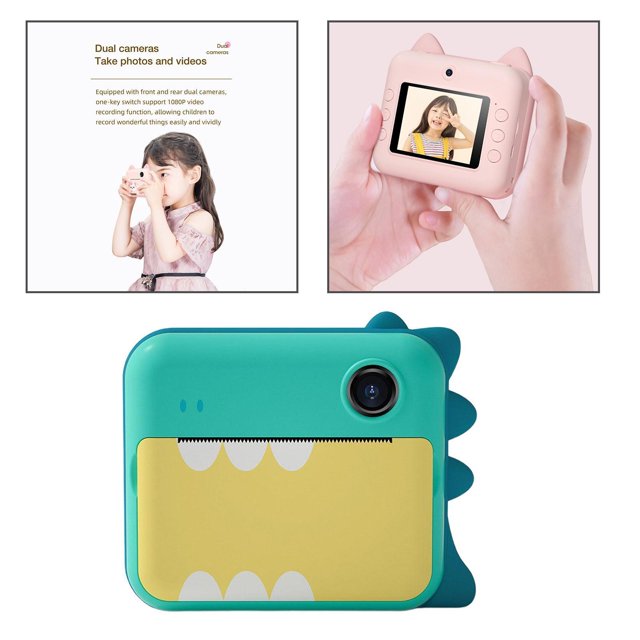 Cámara Digital instantánea para niños de pulgadas con impresión instantánea recargable, de - Dinosaurio shamjiam niño pequeño juguetes niño cámara