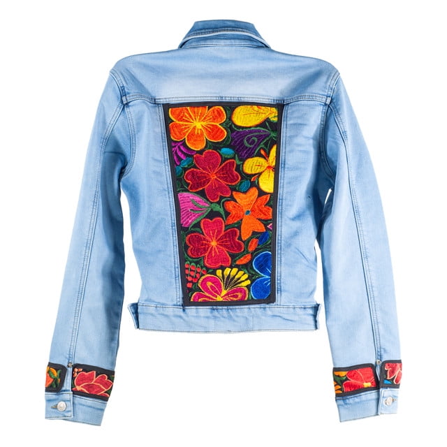 Flores Chamarra De Mezclilla Bordada Mujer Chamarra Mezclilla