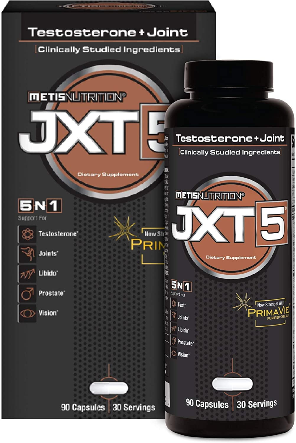 Metis Nutrition JXT5 Testosterone Booster and Joint Health 5in1 Men's Health Supplement to