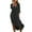Black, variant on WREESH Womens Boho Dress Cotton Linen Maxi Dress Fashion V Neck Loose Pockets Dress Long Sleeved Lapel Dress Home Loungewear Khaki