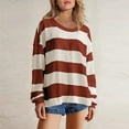 thumbnail image 2 of hxobax Sweatshirt for Women Striped Colorblock Fall Trendy Long Sleeve Shirts Crewneck Pullover Tops, 2 of 7
