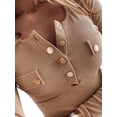 thumbnail image 3 of Gvmfive Women Casual Solid Long Sleeve Button Down Slim Fit Tops Blouse, 3 of 3