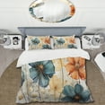 thumbnail image 2 of Designart "Blue Orange Petal Mosaics I" Abstract Botanicals Bedding Covert Set - Modern Teal Abstract Bed Set With 1 Sham, 2 of 6