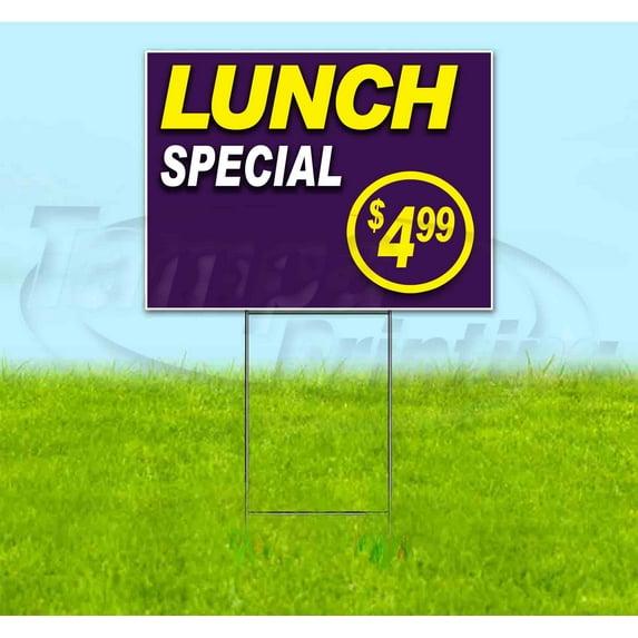 Lunch Special $4.99 (18" x 24") Yard Sign, Includes Metal Step Stake