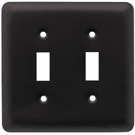 Steel Blank Wall Plate - Franklin Brass Stamped Round Double Switch Wall Plate in Flat Black